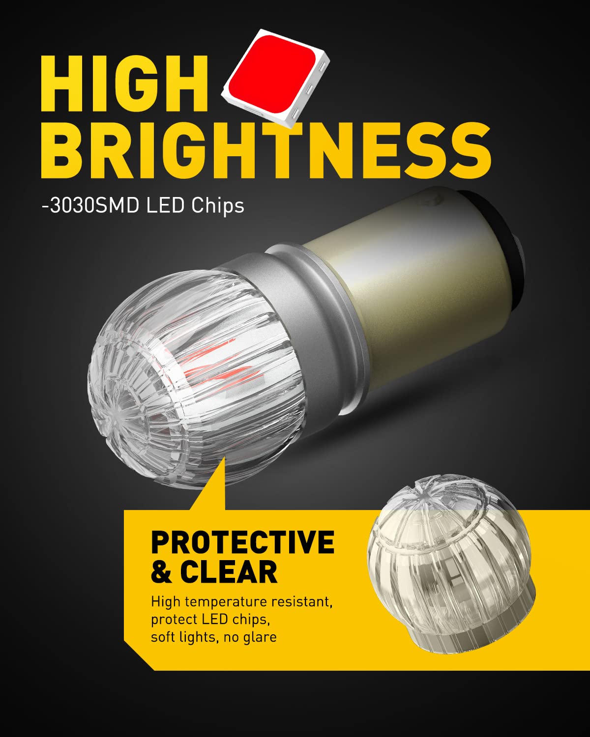 AUXITO close-up of 3030SMD emitter pattern demonstrating even light distribution