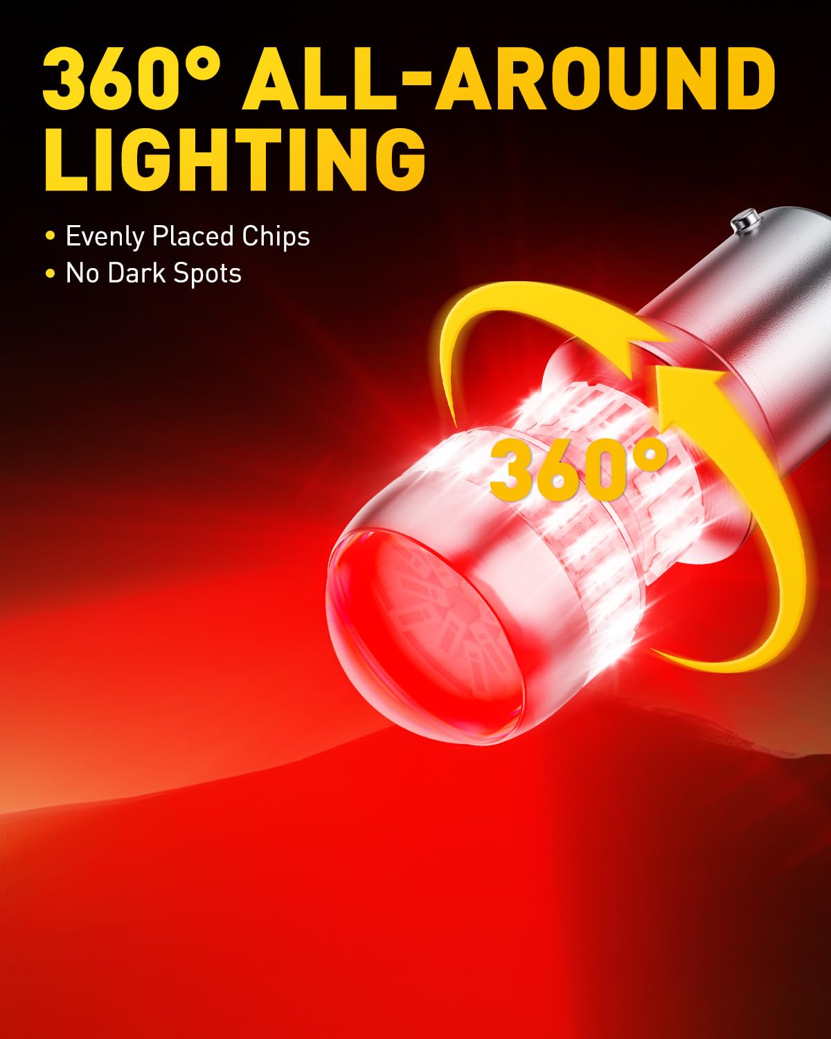 AUXITO 1156 close-up of 54 SMD LEDs for uniform brightness and visibility