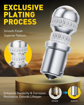 AUXITO 1156 electroplated housing close-up improving heat dispersion