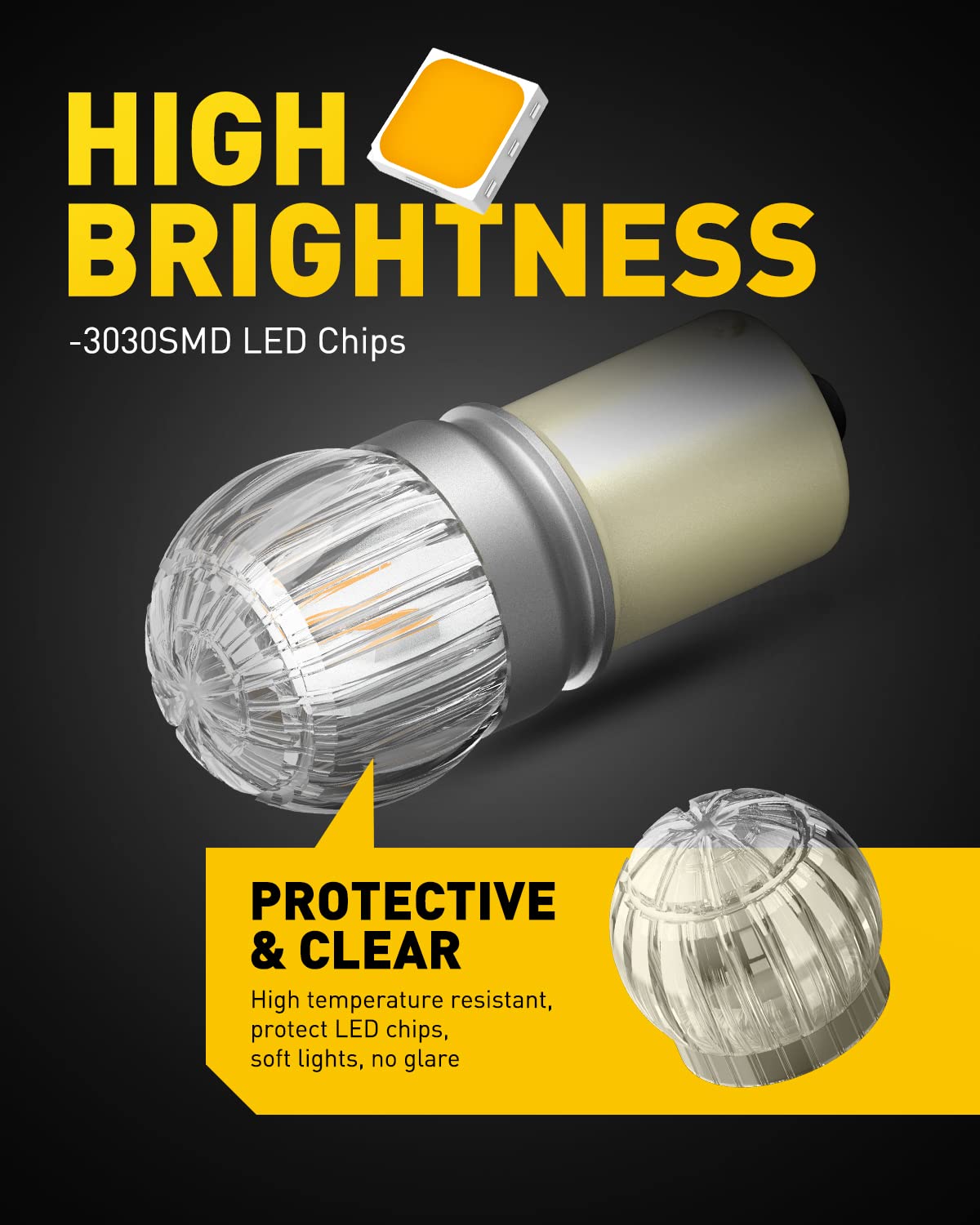 AUXITO close-up of 3030 SMD LED chips highlighting brightness