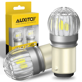 AUXITO front view pack of 2 white 1157 LEDs showing clean fit and brightness