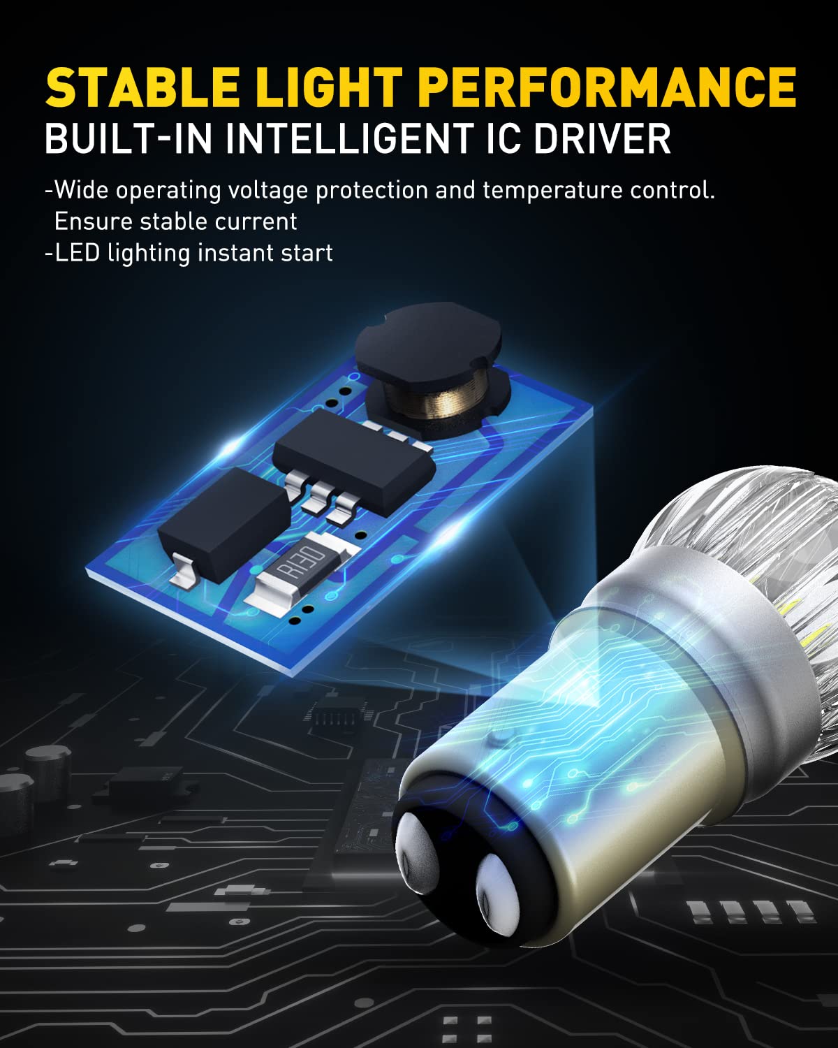 AUXITO installed in a vehicle reverse light showing improved visibility at night