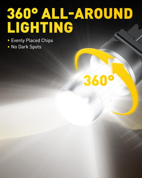 AUXITO 3157 close-up of 54 4014-SMD LED chips for even brightness