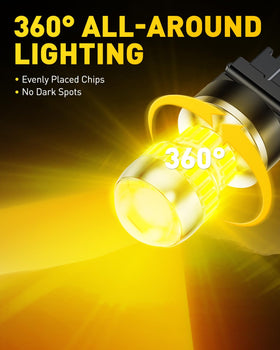 AUXITO close-up of 4014-SMD LED array highlighting bright 360-degree output