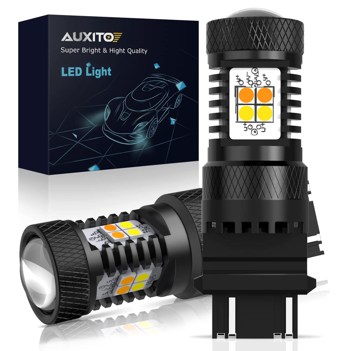 AUXITO 3157 front packaging showing bulb pair and branding for quick identification