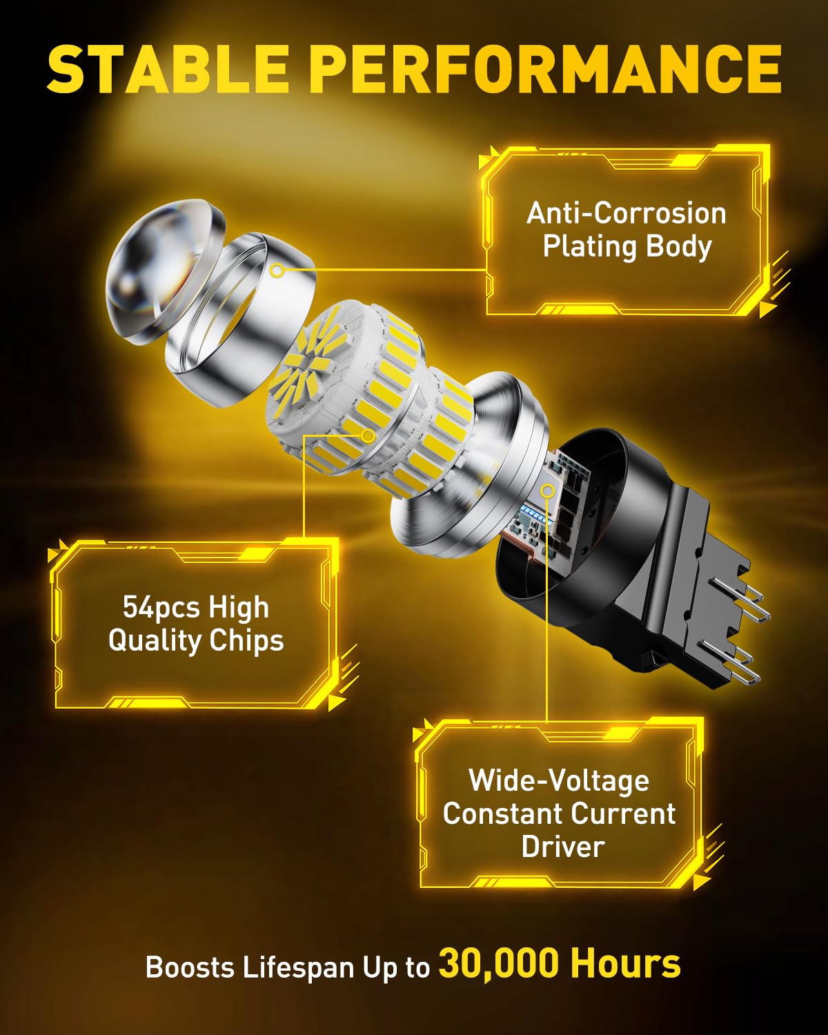 AUXITO 3157 beam illuminating driveway for clearer nighttime reversing