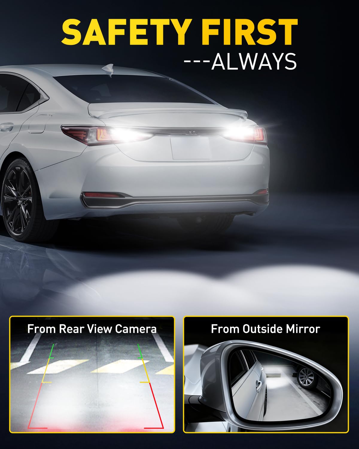 AUXITO nighttime beam on driveway demonstrating crisp 6000K illumination for safety