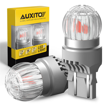 AUXITO front view pack of two showing bright red brake bulbs benefit clearer signals