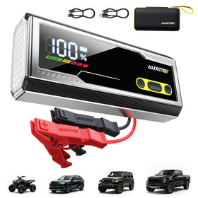 AUXITO 9000A front panel showing ports and rugged housing for reliable roadside power