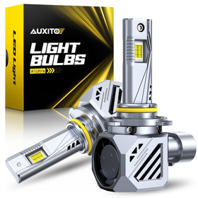 AUXITO 9005 front packaging showing the bulbs and benefits