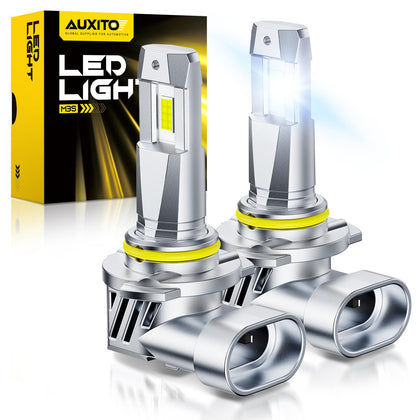 AUXITO 9005 front packaging showing both bulbs and benefits