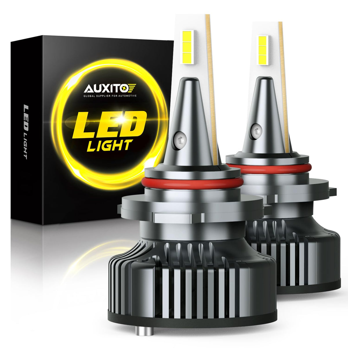 AUXITO 9005 front view pack of two showing plug-and-play fit