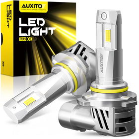 AUXITO 9005 front view of packaged bulbs showing product and branding with confident presentation