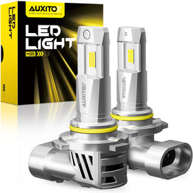 AUXITO 9005 HB3 front view showing compact plug-and-play design and fit