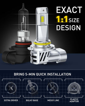 AUXITO next to halogen for size and 1:1 mini halogen comparison