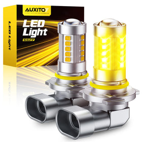 AUXITO 9006 front view showing compact OEM fit and clear benefits