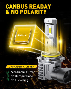 AUXITO 9006/HB4 beam pattern on pavement showing clear cutoff and illumination