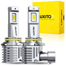 AUXITO 9006/HB4 front view showing packaging and bulb pair for quick identification