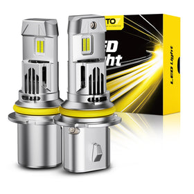 AUXITO 9007 front packaging showing bulbs and benefits