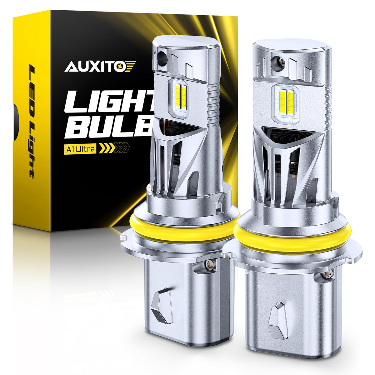 AUXITO 9007 front view showing bulb design and immediate upgrade benefit