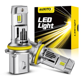 AUXITO 9007 front view showing LED face and brighter visibility