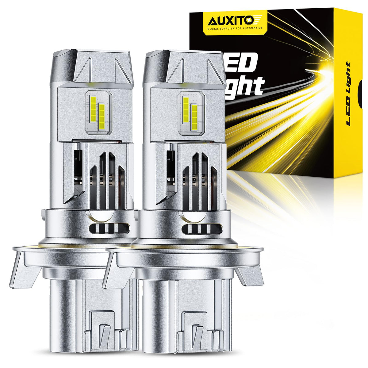 AUXITO 9008 front view pack of 2 showing compact plug-and-play design and brighter beams