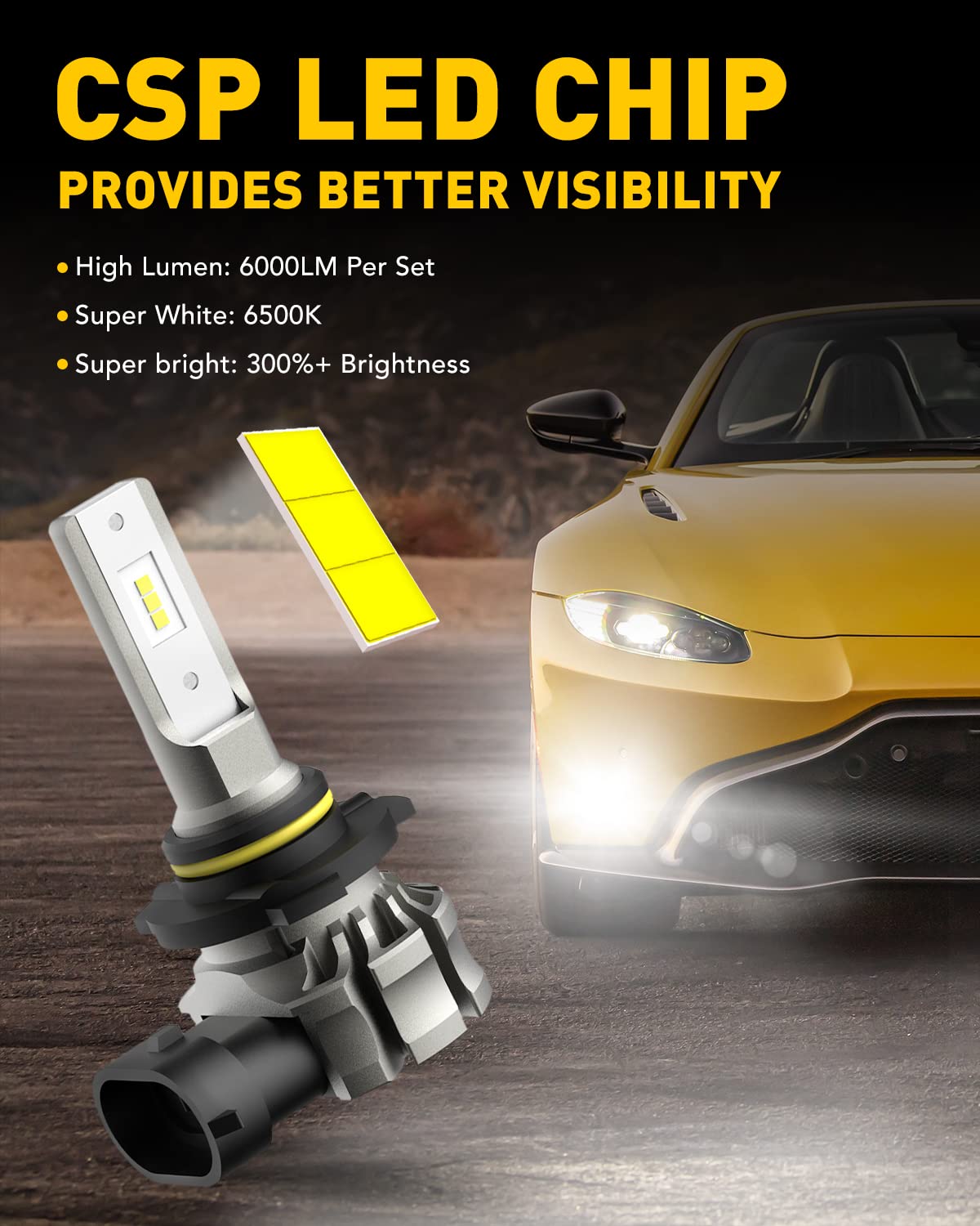 Close-up of AUXITO CSP LED chips highlighting bright, efficient light output