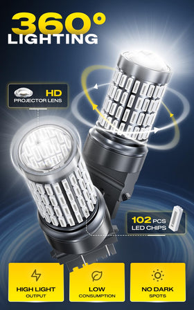 AUXITO bulb side profile highlighting aluminum body and vents, faster heat dissipation