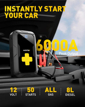 AUXITO heavy-duty clamps and jumper cables, provide safe secure battery connections