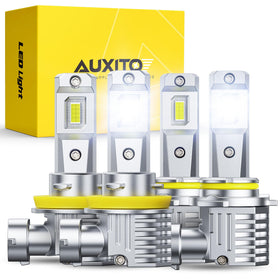 AUXITO front packaging showing 4-pack bulbs and benefits for quick identification