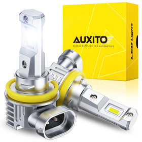 AUXITO front packaging showing pack of two bulbs and product benefit