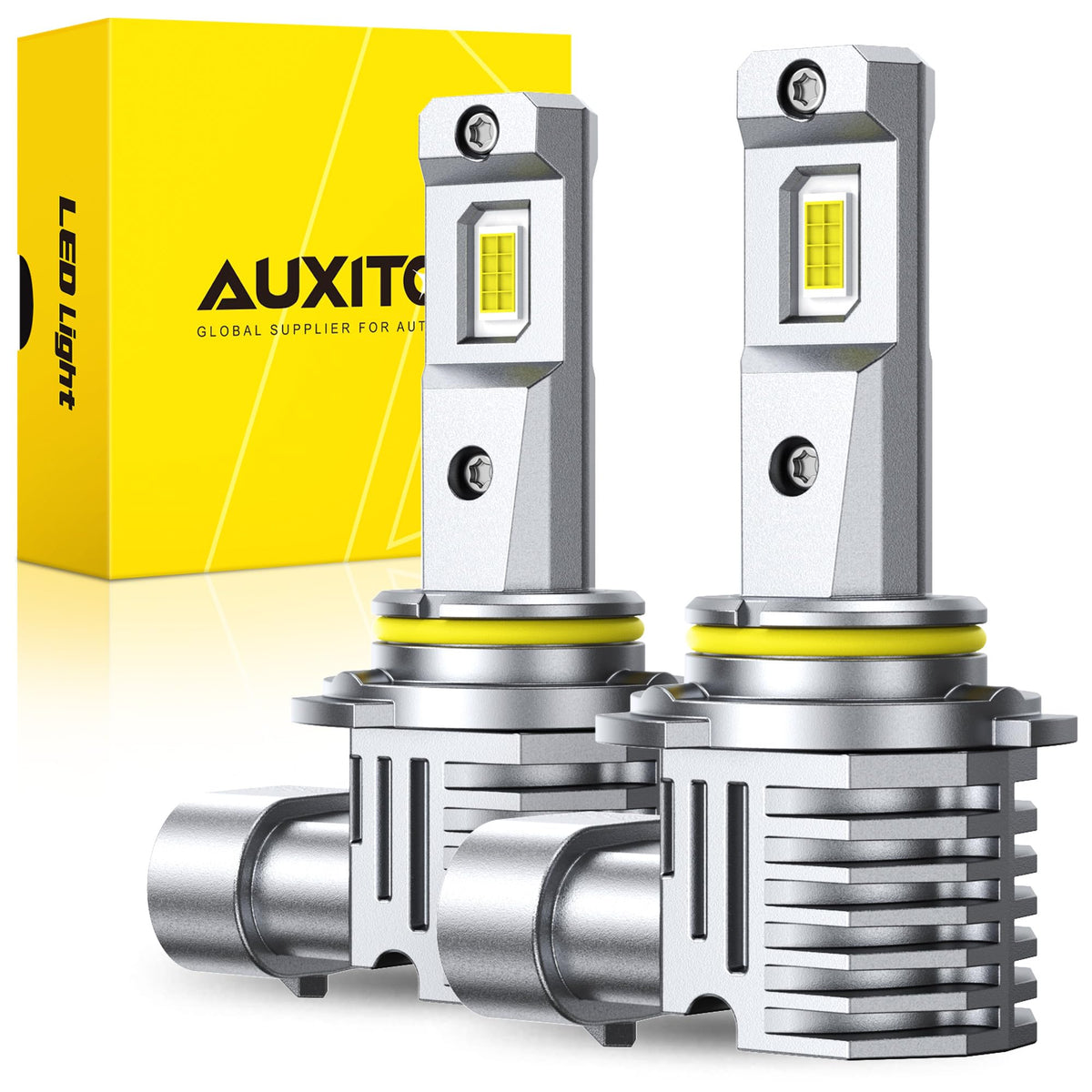 AUXITO front view showing twin LED panels and brighter nighttime benefit