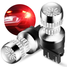 AUXITO front view of bulb pack showing model and benefits