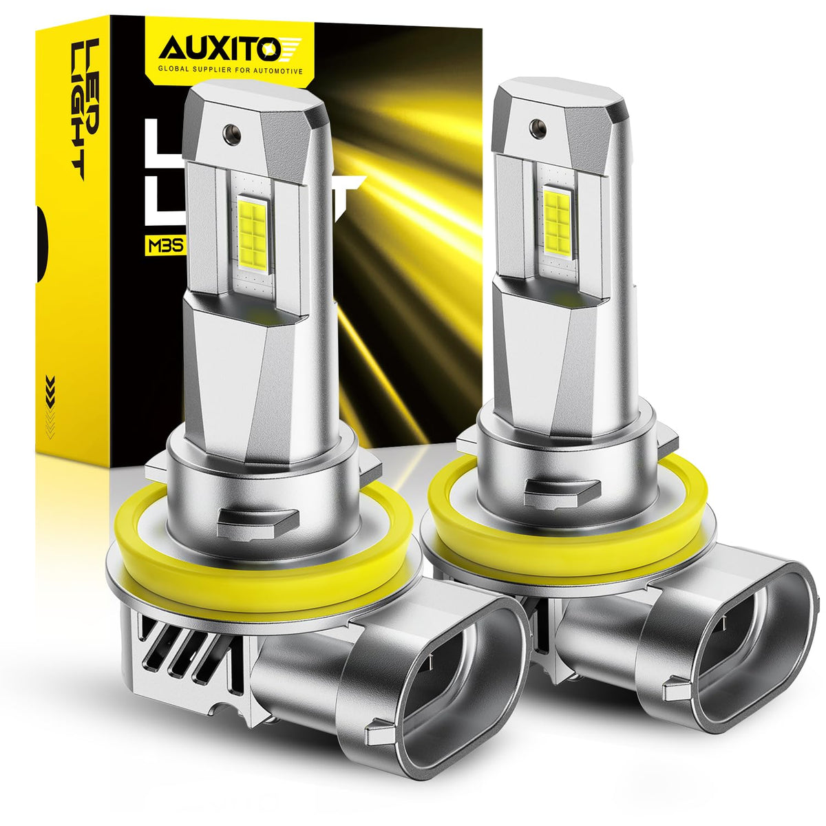 AUXITO H11 front view showing compact plug-and-play design and quick upgrade benefit