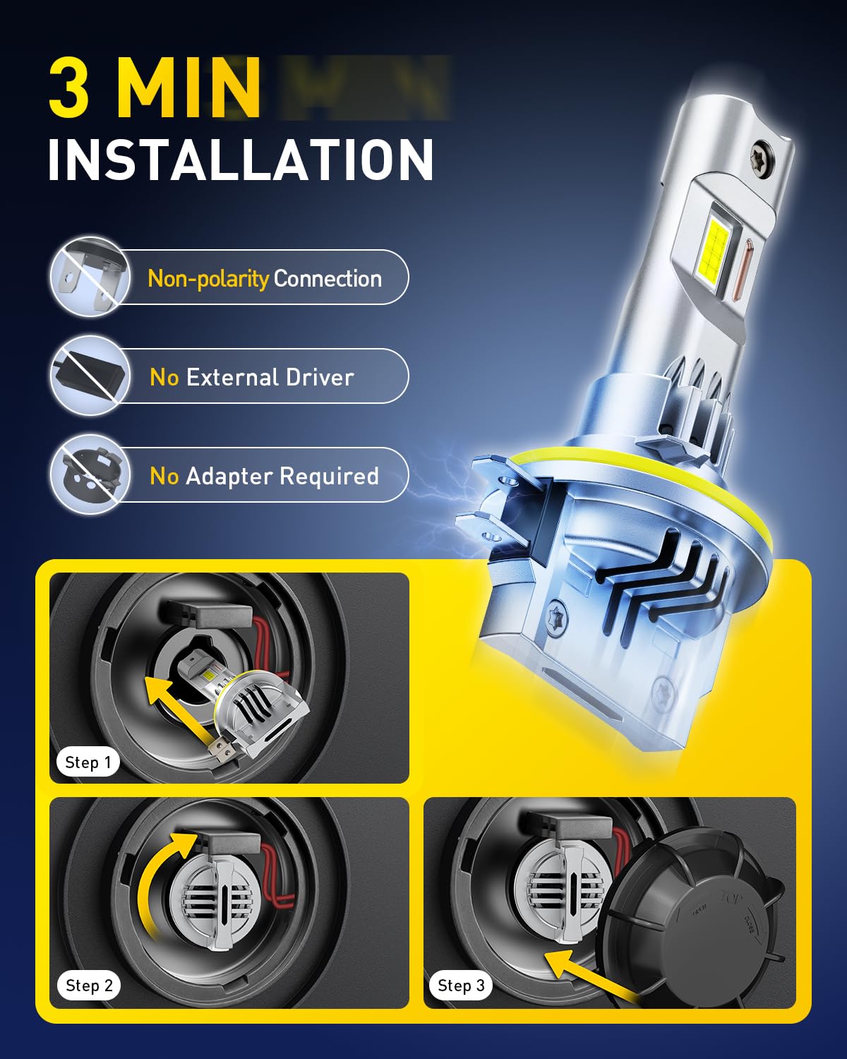 AUXITO installed in headlight demonstrating improved road visibility