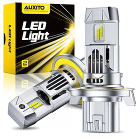 AUXITO H13 front view pack of 2 showing plug-and-play fit and brighter beams