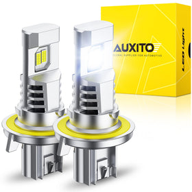 AUXITO H13 front view showing pair and packaging, bright reliable replacement