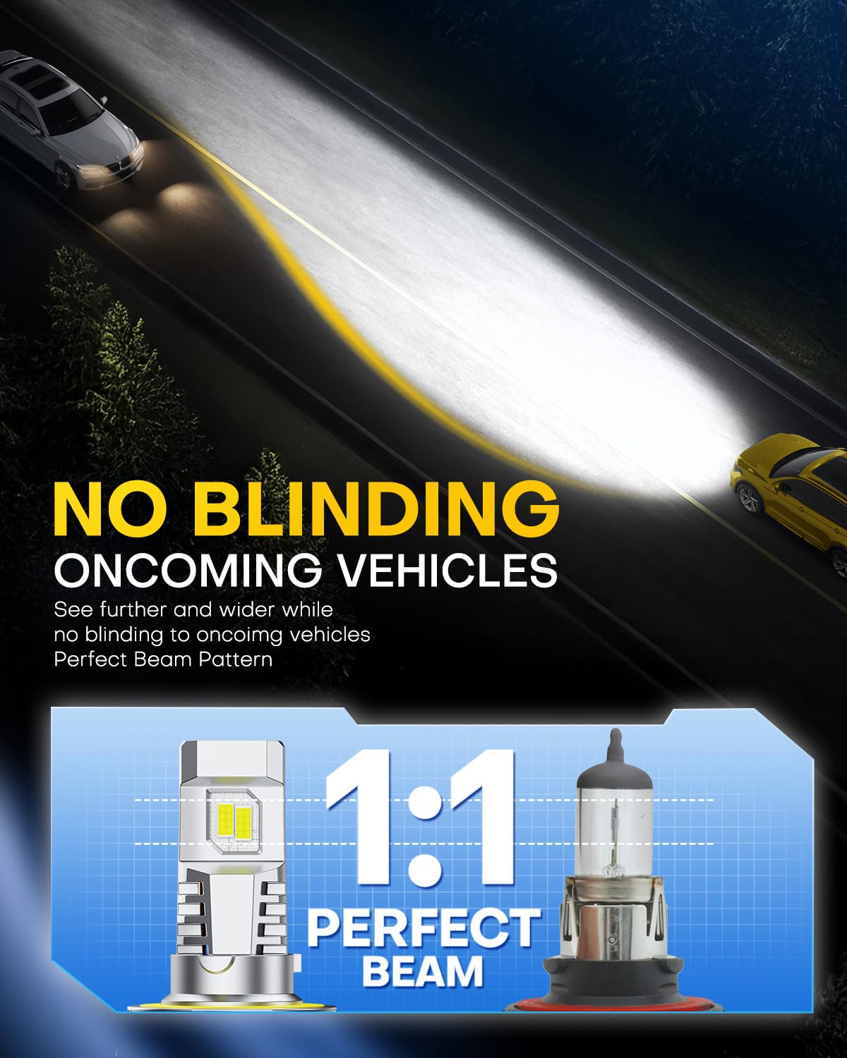AUXITO bulb installed in headlight housing, easy plug-and-play installation