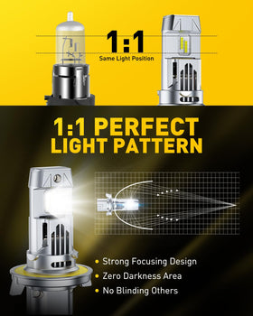 AUXITO H13 installed on car showing wider, farther night beam for safer driving