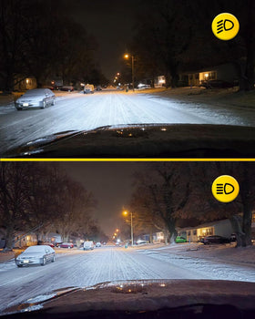 AUXITO nighttime road beam pattern revealing whiter light and improved road contrast