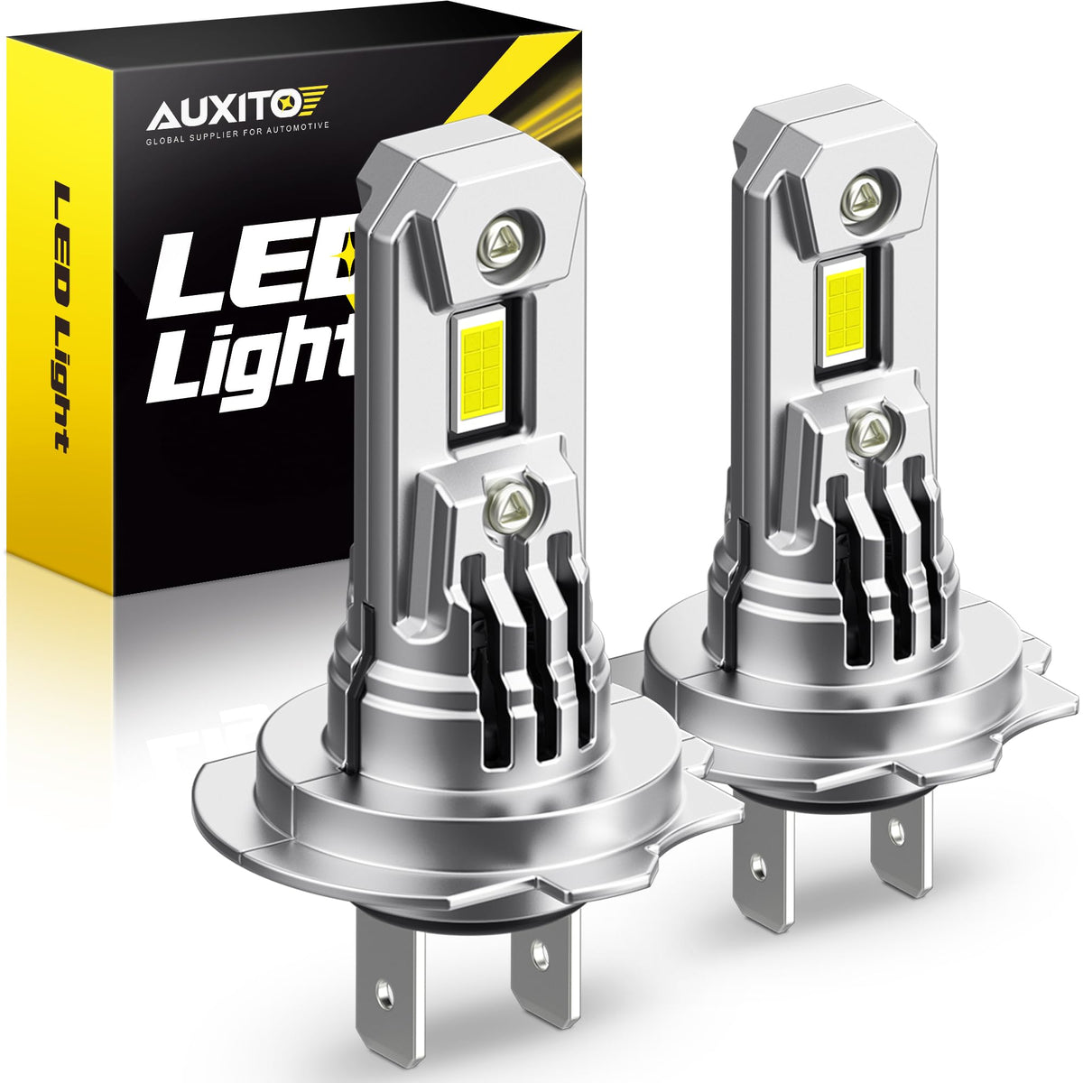 AUXITO front packaging showing the H7 LED pair and benefits