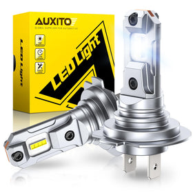 AUXITO H7 front view of twin-pack showing bright-white upgrade benefit