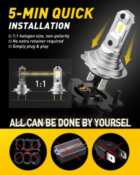 AUXITO H7 installed in headlight housing demonstrating plug-and-play fit