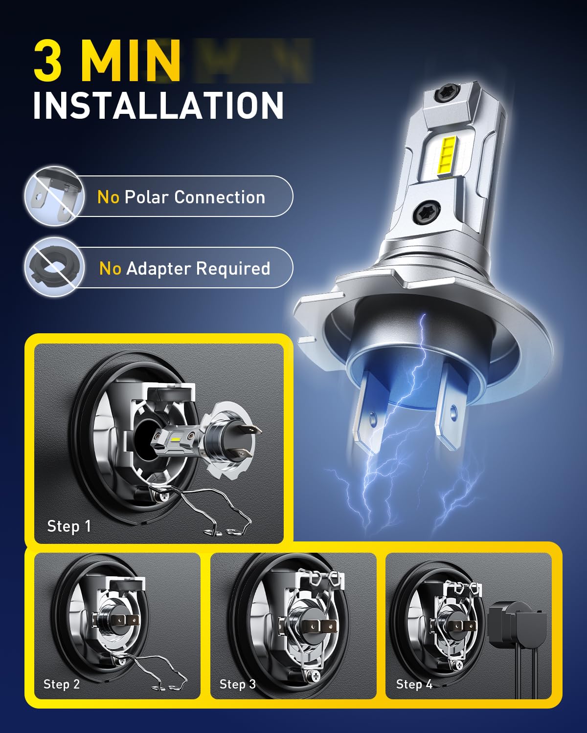 AUXITO H7 illuminating a car on a night drive showing improved visibility