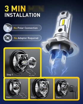 AUXITO H7 illuminating a car on a night drive showing improved visibility