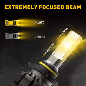 AUXITO heat sink detail showing aviation-grade aluminum and improved cooling benefit