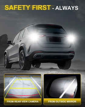 AUXITO installed in vehicle reverse socket showing brighter backup visibility