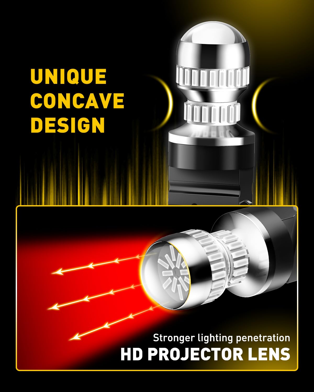 AUXITO bulb installed in a taillight during braking for clearer noticeability