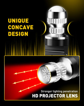 AUXITO bulb installed in a taillight during braking for clearer noticeability