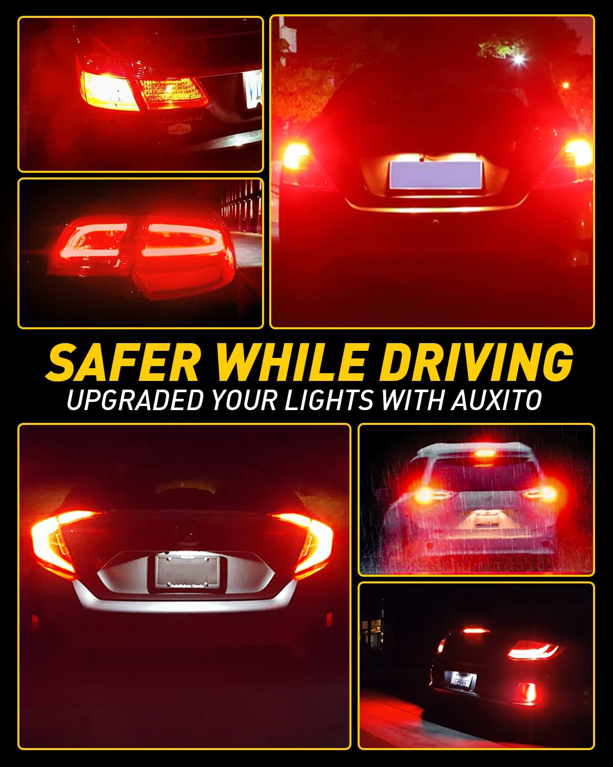 AUXITO installed brake light in car for clearer nighttime visibility